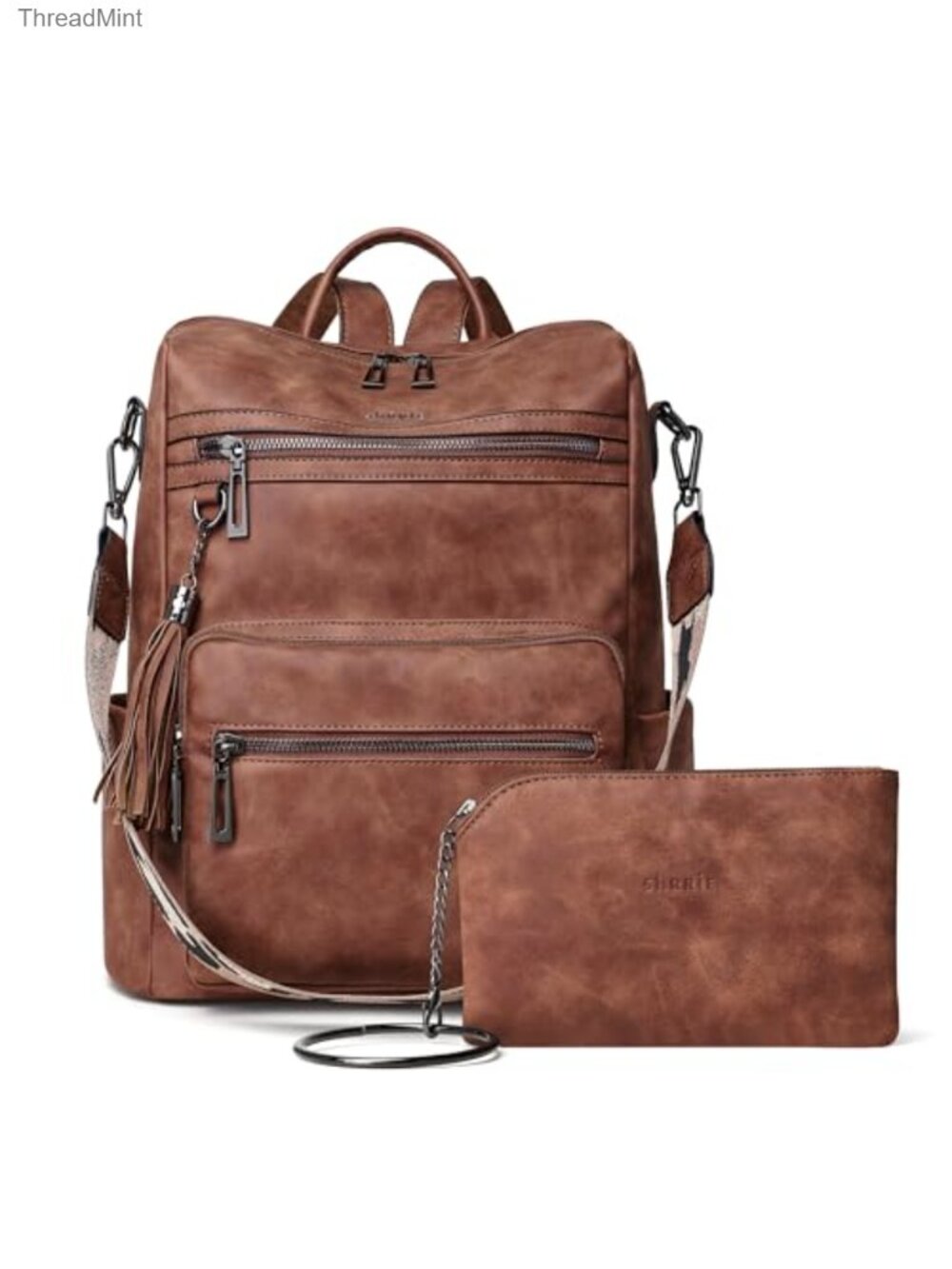 Faux Leather Women's Backpack Purse with Adjustable Shoulder Bags - 3 Ways to
